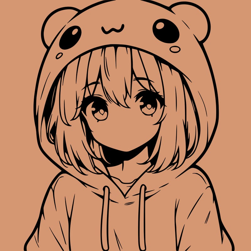 anime cute girl with hoodie