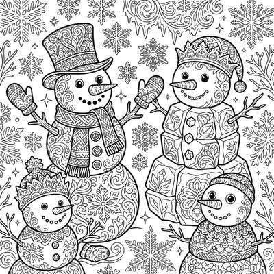 Unleash your creativity with this delightful coloring page featuring beautifully intricate snowman sculptures. Perfect for bringing festive cheer and artistic expression to your winter days.