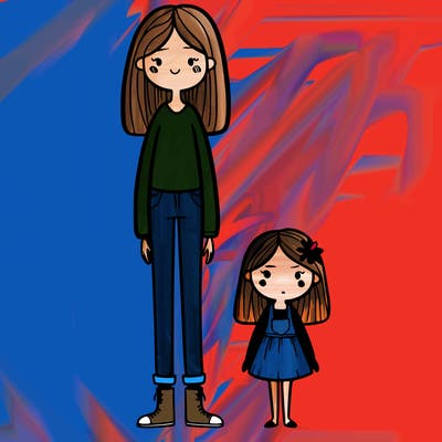 tall girl and small girl