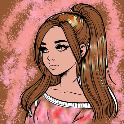 realistic girl with a high ponytail