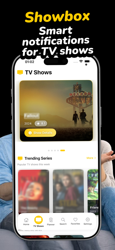 MovieRulz Find Movies Together - MovieRulz app interface showing the TV Shows section with trending series and show details