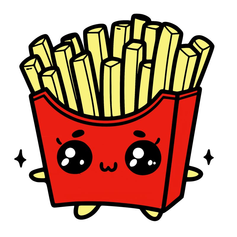 a cute. french fries