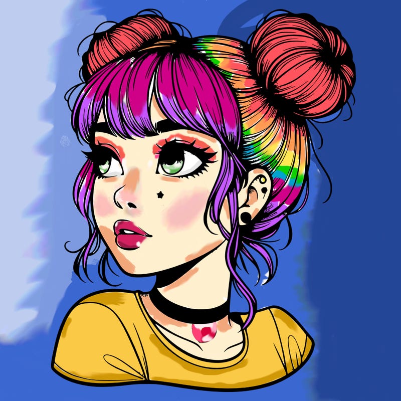 realistic girl with spacebuns