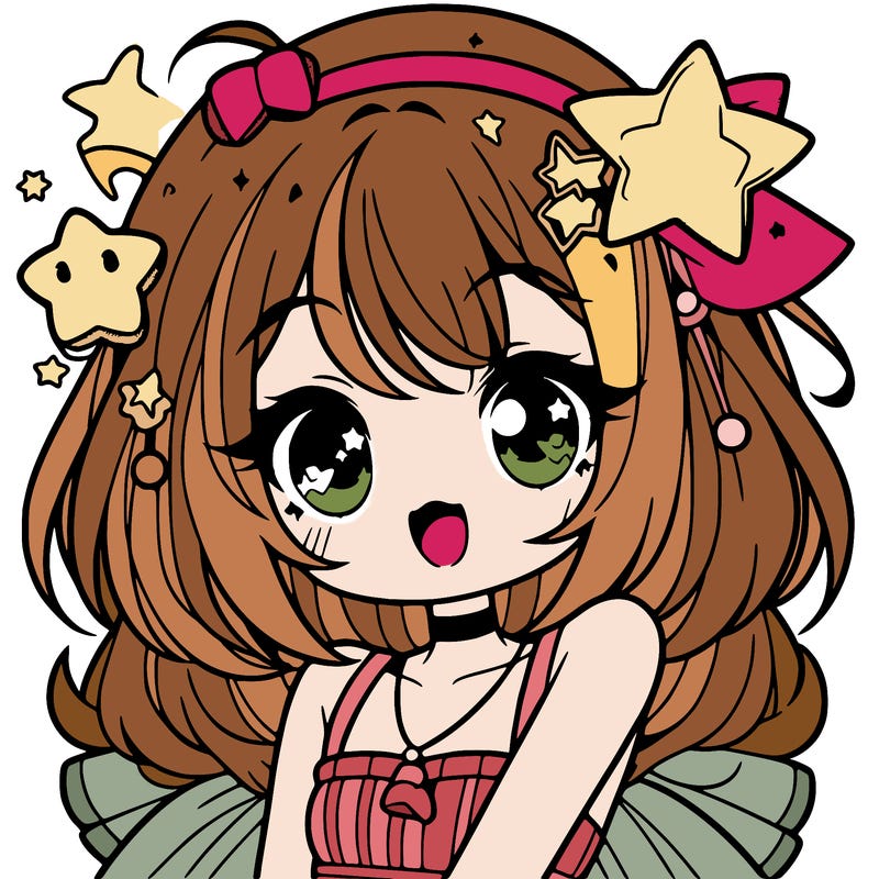 cute anime girl with star accessories