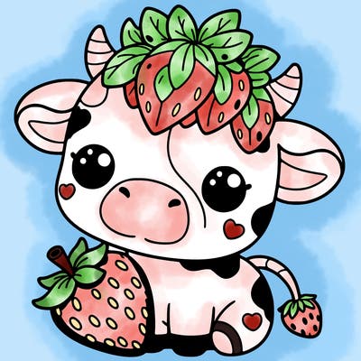 cute strawberry cow
