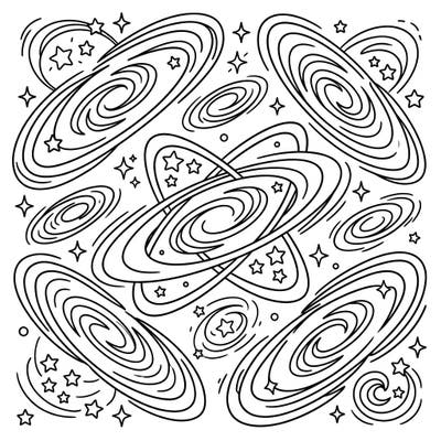 Journey through the cosmos with this exciting Dark Matter Halos coloring page, perfect for young astronomers! Kids will love bringing these swirling galaxies and twinkling stars to life with their favorite colors.