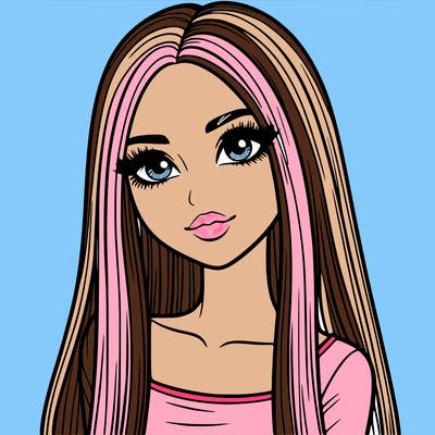 realistic girl with straight and long hair