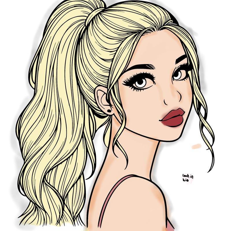 realistic pretty girl with high pony tail