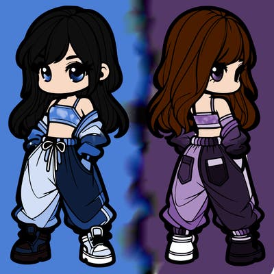 girl in crop top and baggy pants