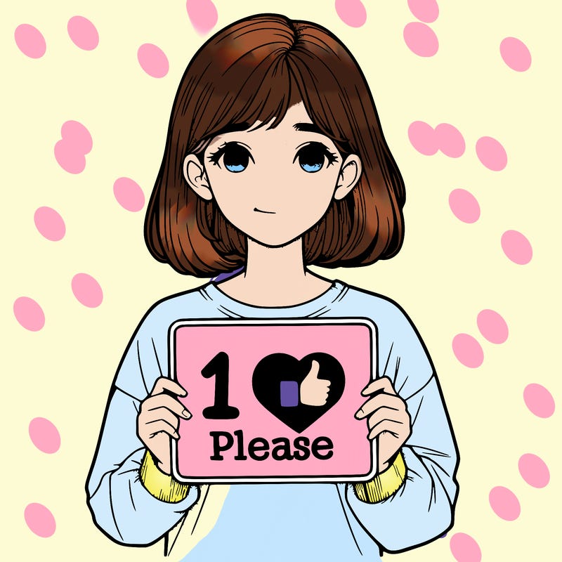 realistic girl holding a sign that says 1 like please