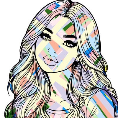 realistic girl with hair on her hair and lips