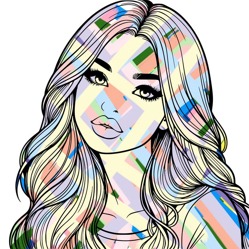 realistic girl with hair on her hair and lips