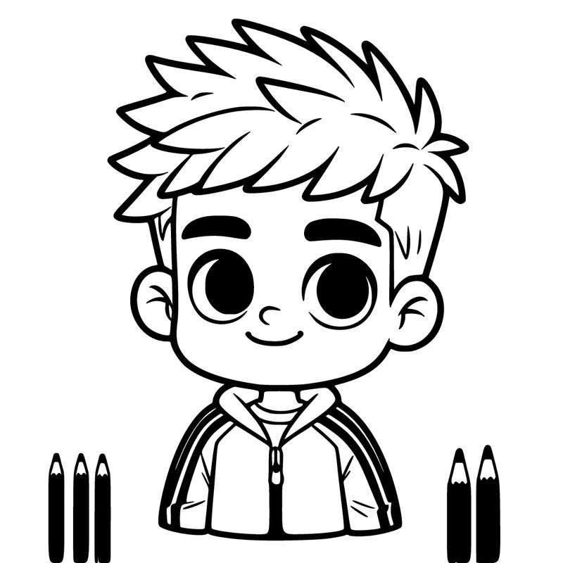 boy in a tracksuit with spikey white hair