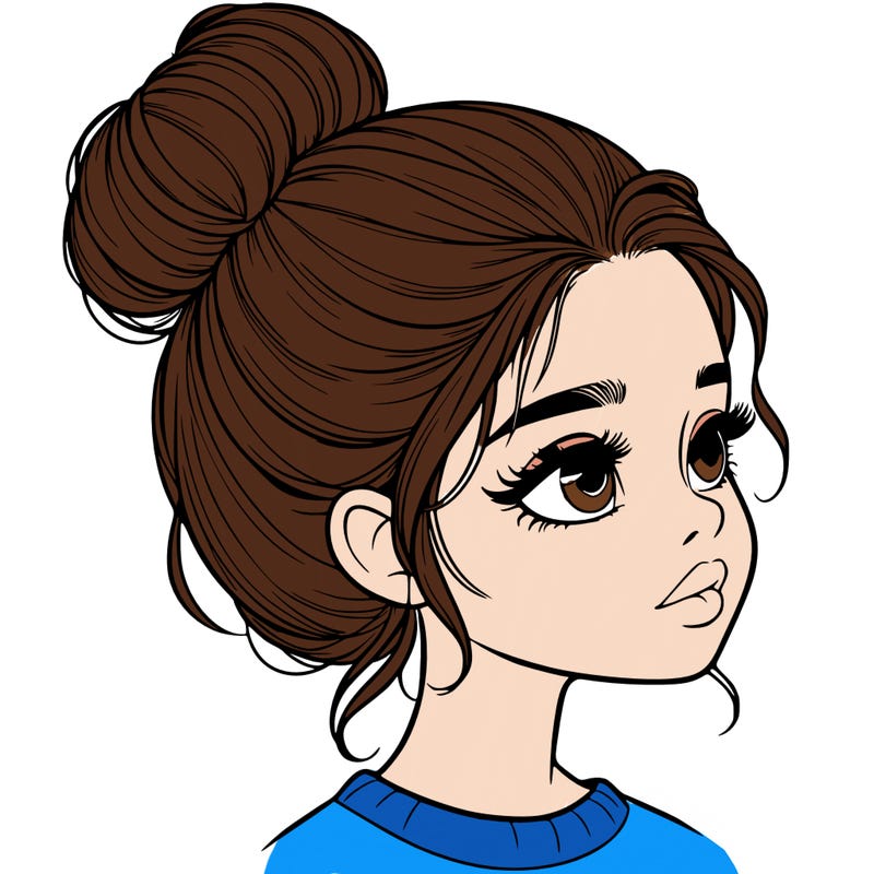 realistic girl with bun