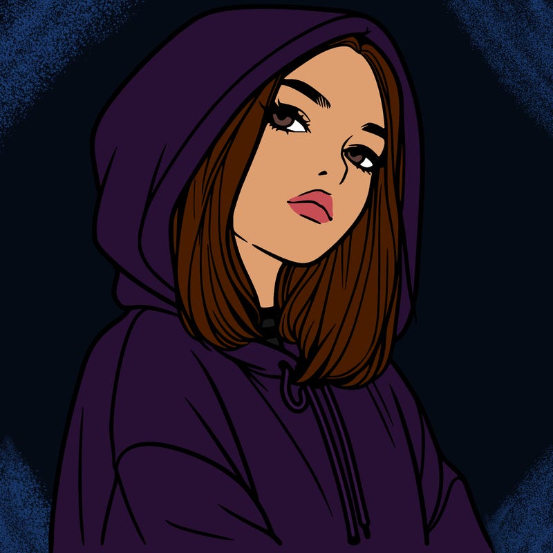a realistic girl in a hoodie