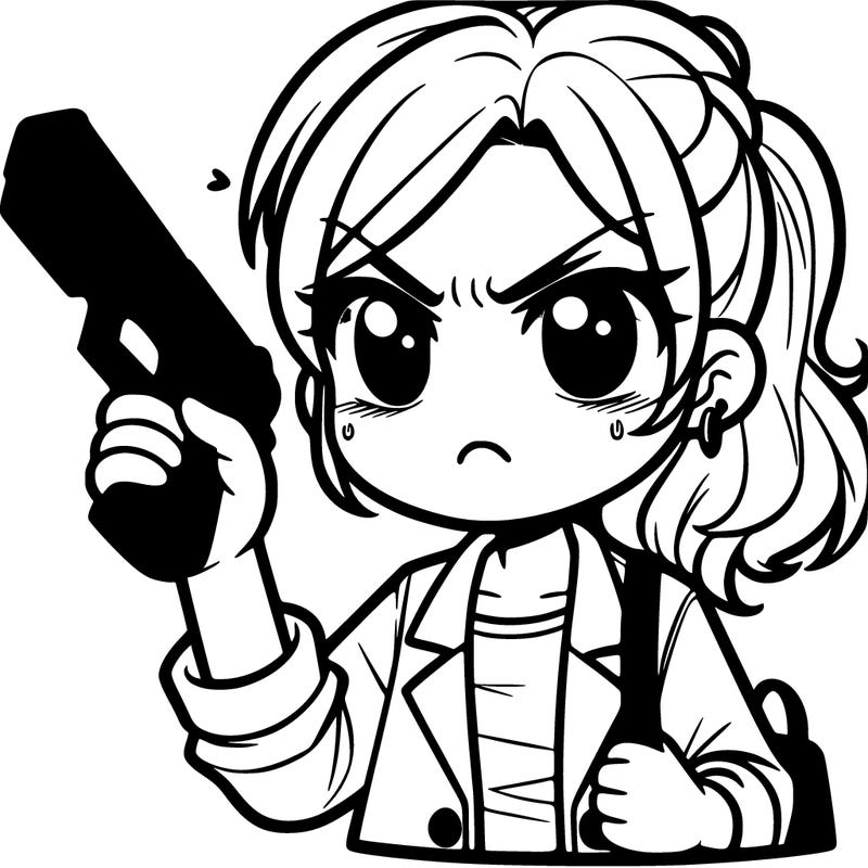 angry girl with a gun