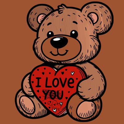 teddy bear holding an i love you heart
