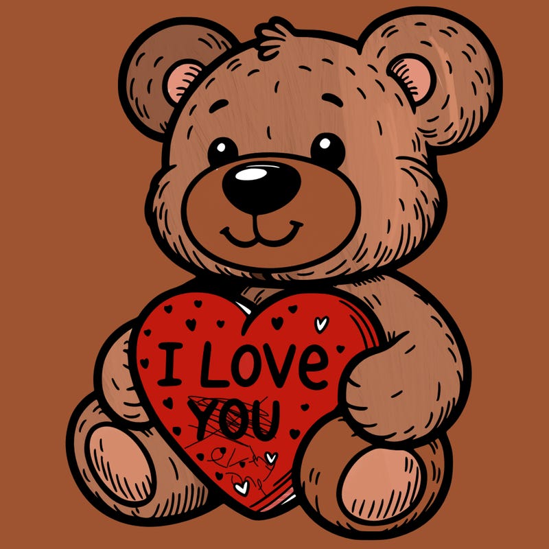 teddy bear holding an i love you heart