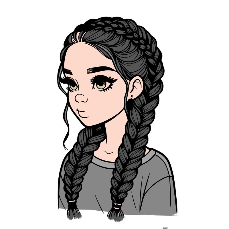 realistic girl with braids
