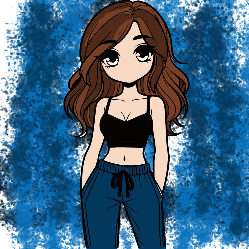 girl in crop top and sweat pants