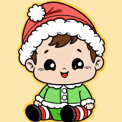 baby in christmas clothes smiling