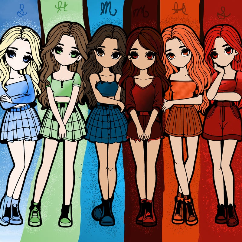 a group of girls realistic