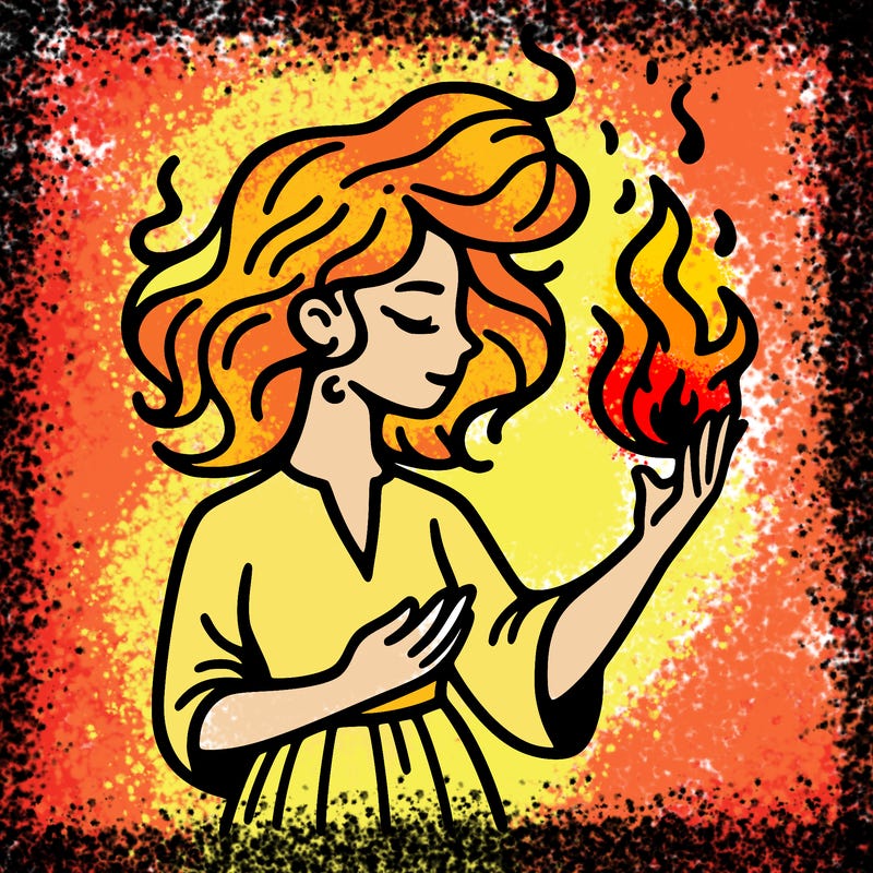 woman with fire
