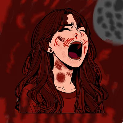 screaming realistic, girl