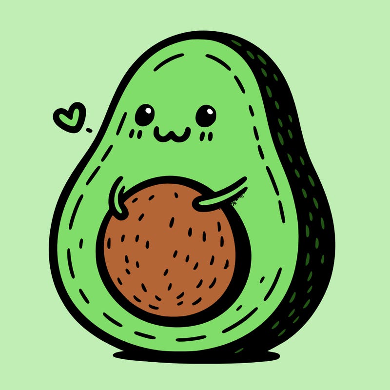 an avocado hugging an avocado