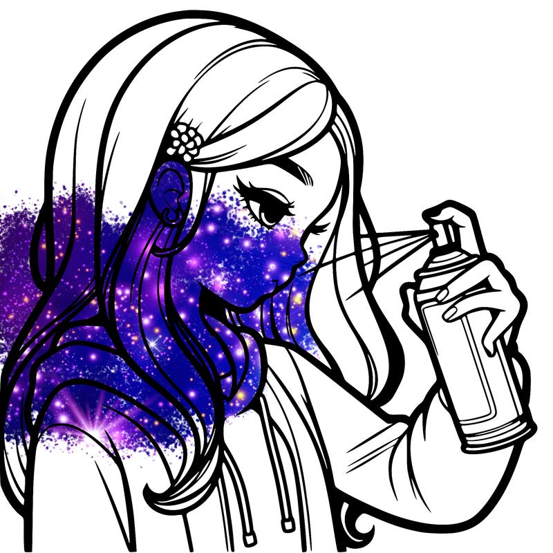 a realistic girl spray painting