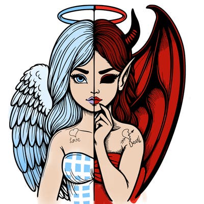 realistic angel half demon