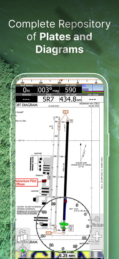 iFly EFB - iFly EFB app showing an FAA airport diagram and flight navigation instruments