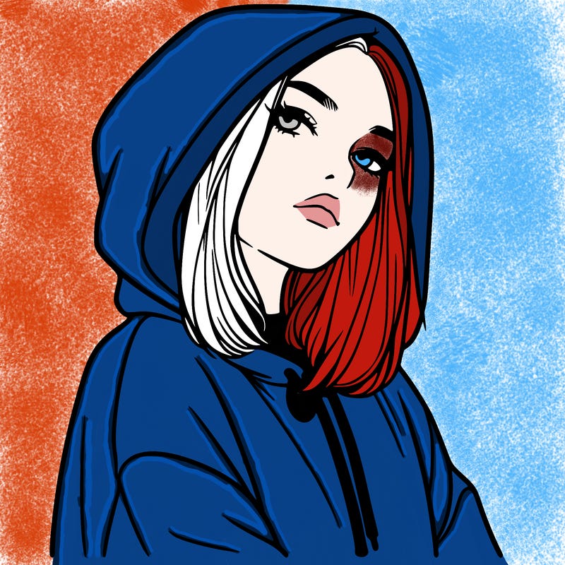 a realistic girl in a hoodie