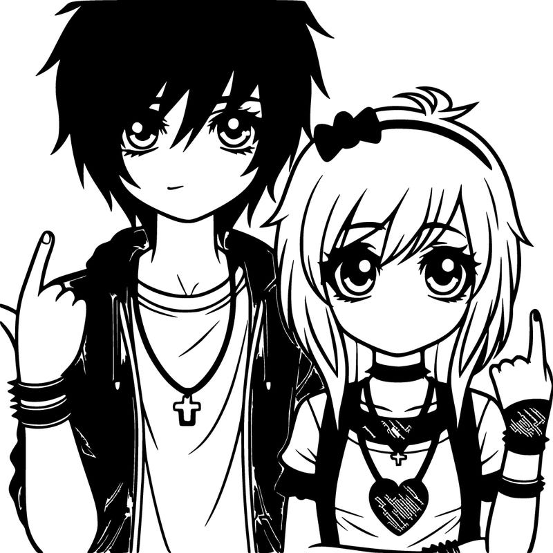 emo teenager girl with boy