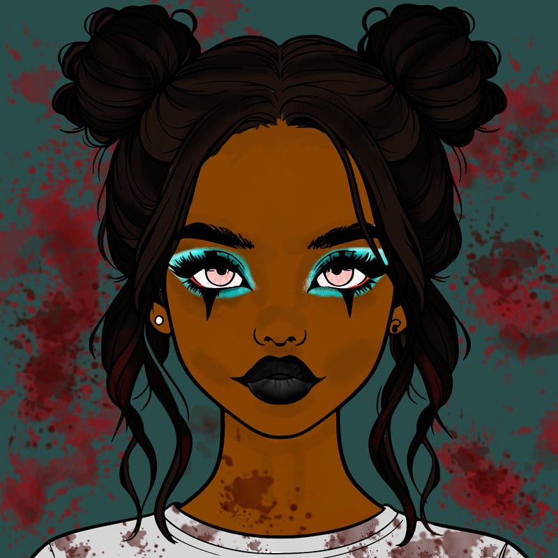 realistic girl with two buns in hair and lips