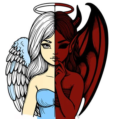 realistic angel half demon