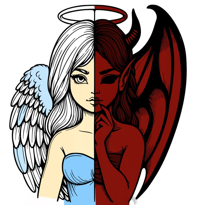 realistic angel half demon