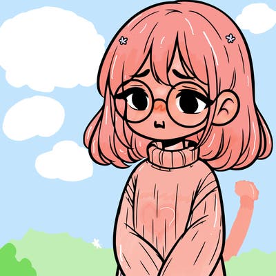 sad girl with glasses in a sweater