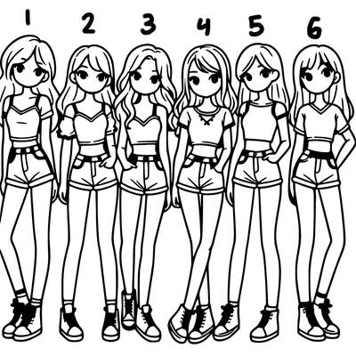 a group of girls wearing crop tops and shorts