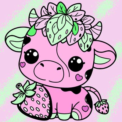 cute strawberry cow