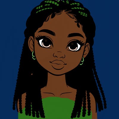 a realistic black girl with braids