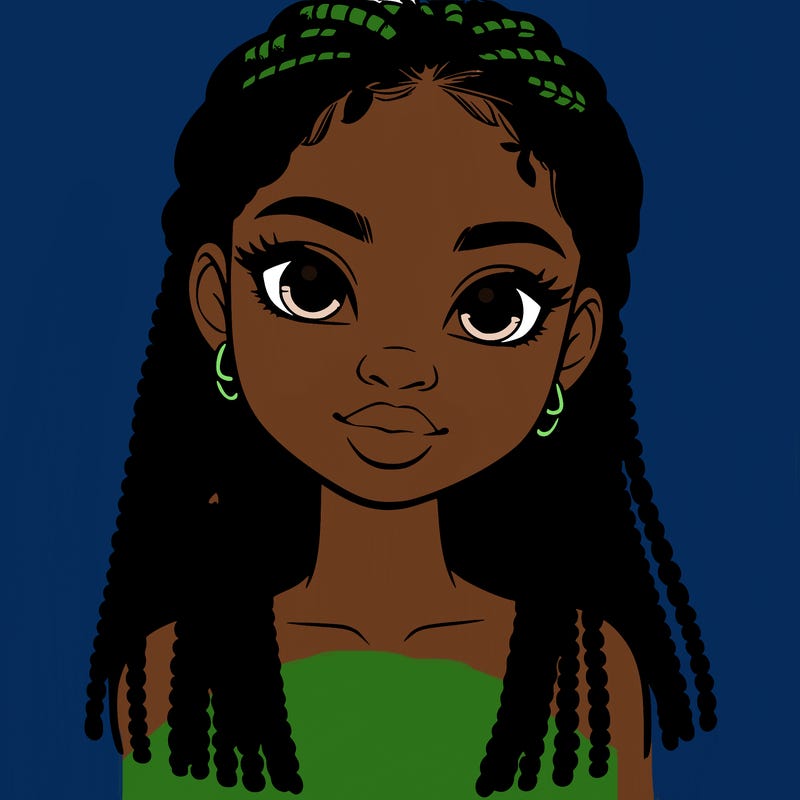 a realistic black girl with braids