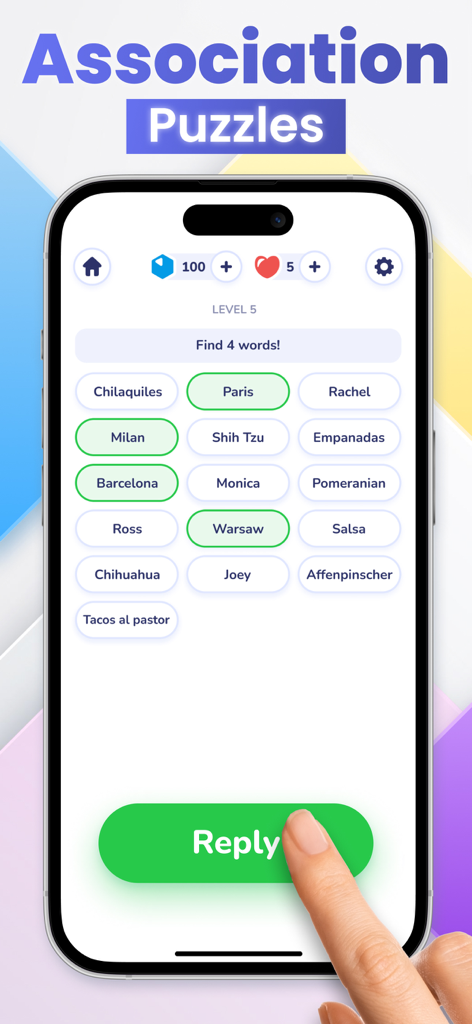 Word Connect - Top Association - Word Connect mobile app gameplay screen showing a word association puzzle on an iPhone