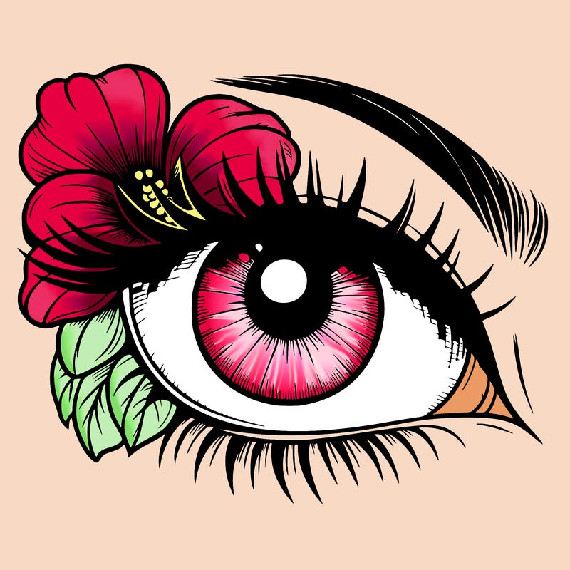 realistic eye with flower
