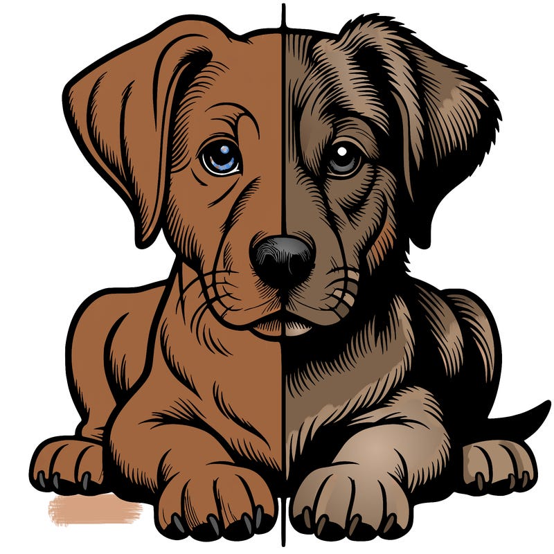 realistic dog split picture