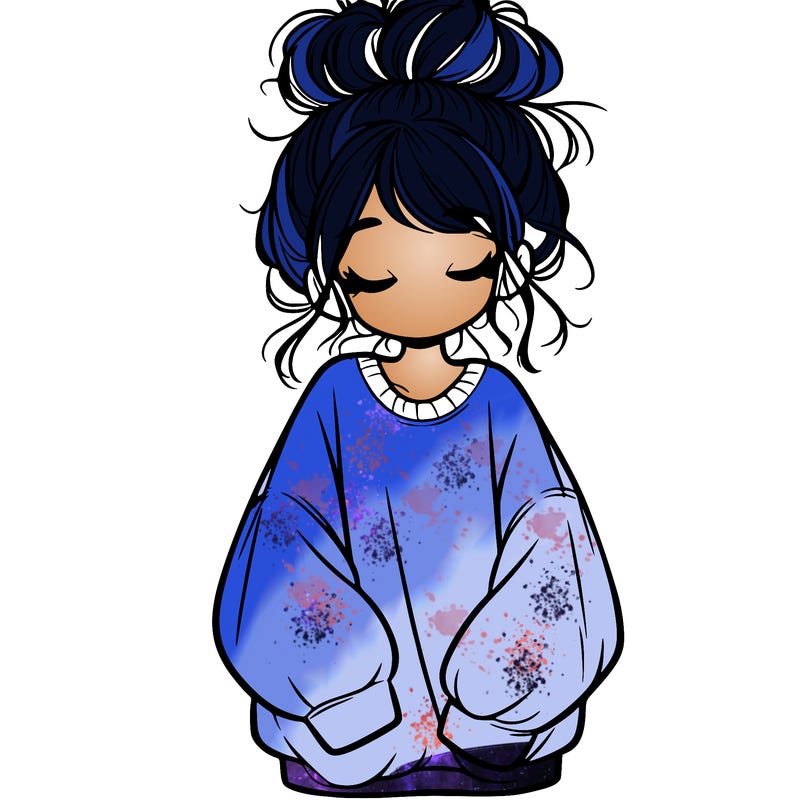 girl with baggy sweatshirt and messy bun