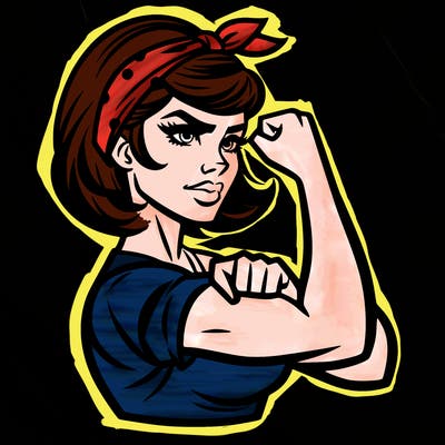 strong woman with a 60s american ad style