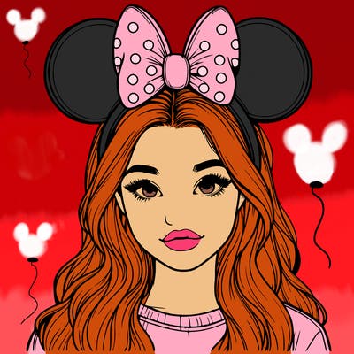 aesthetic realistic girl wearing mickey mouse ears
