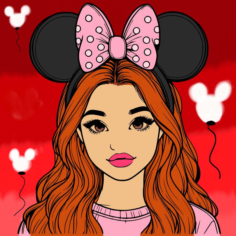 aesthetic realistic girl wearing mickey mouse ears