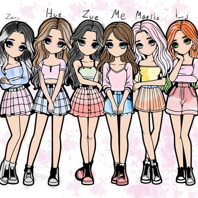 a group of girls realistic